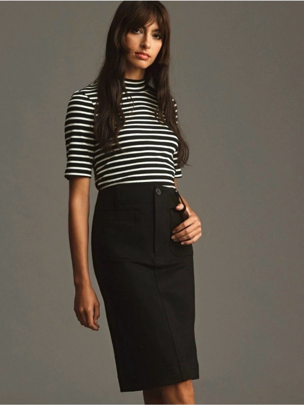 Anthropologie Black High-Waist Pencil Skirt